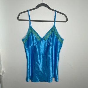 Morgan Taylor blue silk lace camisole